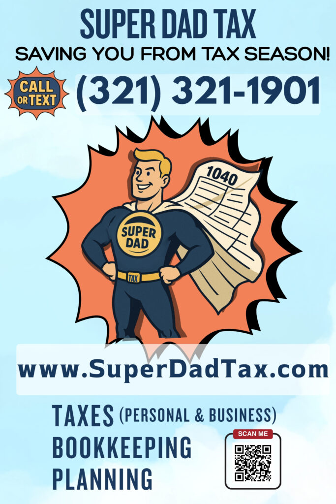 LOGO SUPER DAD TAX LLC 321-321-1901